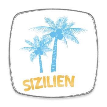 Sizilien als Palmen - Viereckiger Kühlschrankmagnet - Weiß - Vorne