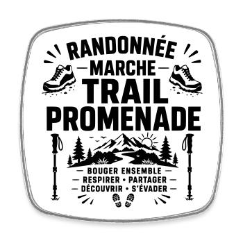 randonnée marche trail promenade - Magnet carré - blanc - Devant