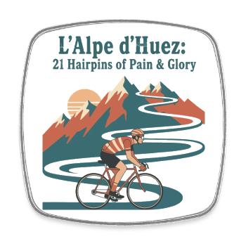 Alpe d'Huez Vintage Cyclist - Viereckiger Kühlschrankmagnet - Weiß - Vorne