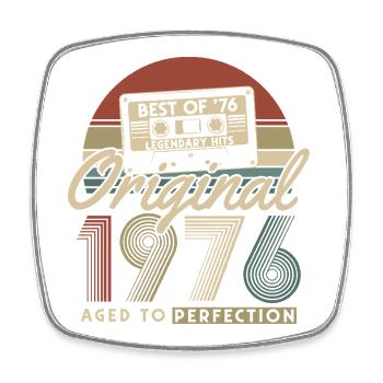Original 1976 Jahrgang Vintage Geburtstag Geschenk - Viereckiger Kühlschrankmagnet - Weiß - Vorne