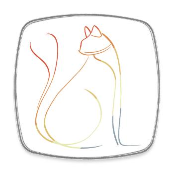 Katze Retro Look - Viereckiger Kühlschrankmagnet - Weiß - Vorne