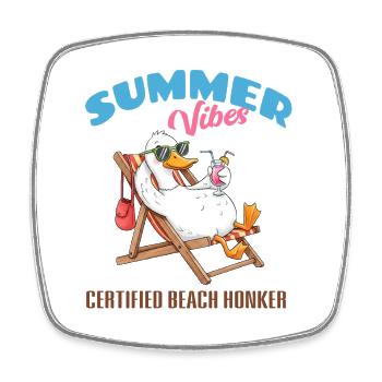 Summer Vibes Goose On The Beach - Square fridge magnet - white - Front