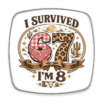 Birthday 8 Year Old Girl Western Cowboy Gift - Square fridge magnet - white - Front