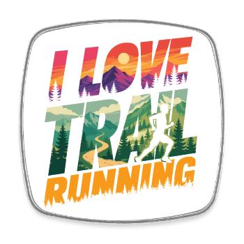 I Love Trail Running - Square fridge magnet - white - Front
