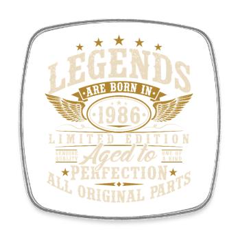 1986 Anniversaire Vintage Born Legends - Magnet carré - blanc - Devant