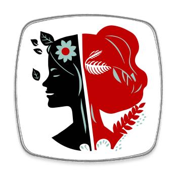 Visage de femme - Magnet carré - blanc - Devant