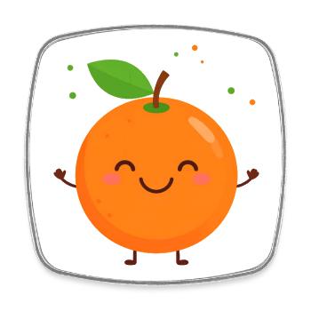 Mascotte orange de Kawaii - Magnet carré - blanc - Devant