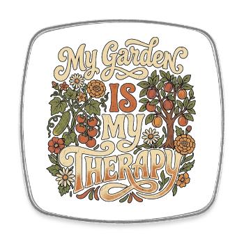 Jardin Thérapeutique Rétro Farmer - Magnet carré - blanc - Devant