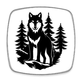 Wolf Silhouette in Forest - Square fridge magnet - white - Front