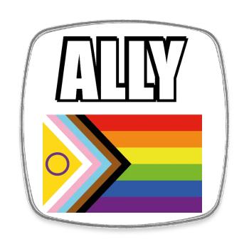 Drapeau de la fierté inclusive Allié Gay - Magnet carré - blanc - Devant