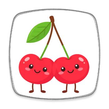 Cuddly Cherry Duo Cartoon - Square fridge magnet - white - Front