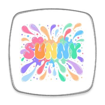 Sunny Rainbow Typography Bubble Splatter - Square fridge magnet - white - Front
