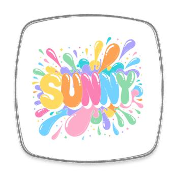 Sunny Splash Letters - Viereckiger Kühlschrankmagnet - Weiß - Vorne