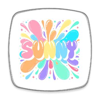 Sunny Splash Lettres Multicolores - Magnet carré - blanc - Devant