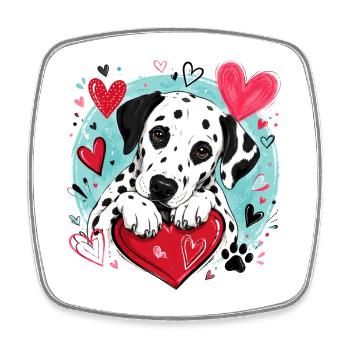Amour dalmatien - noir - Magnet carré - blanc - Devant