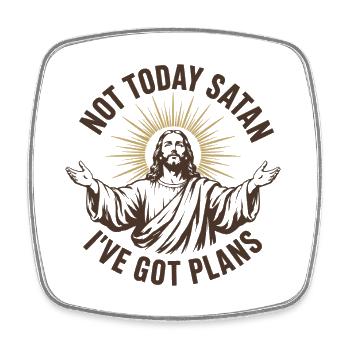 Nicht heute, Satan, ich habe Pläne, lustig, Jesus. - Viereckiger Kühlschrankmagnet - Weiß - Vorne