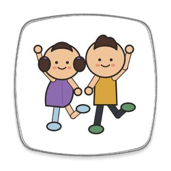 Tanzende Kleinkinder Duo - Viereckiger Kühlschrankmagnet - Weiß - Vorne