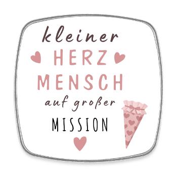 Kleiner Herzmensch auf großer Mission - Viereckiger Kühlschrankmagnet - Weiß - Vorne