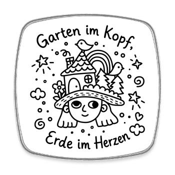 Garten im Kopf Erde im Herzen - Viereckiger Kühlschrankmagnet - Weiß - Vorne