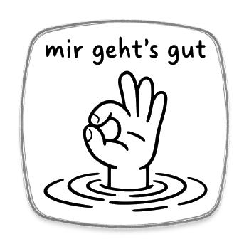 Mir geht's gut - Hand Ok Zeichen - Viereckiger Kühlschrankmagnet - Weiß - Vorne