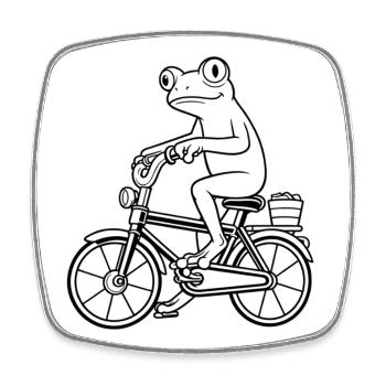 Frosch auf Fahrrad  - Viereckiger Kühlschrankmagnet - Weiß - Vorne