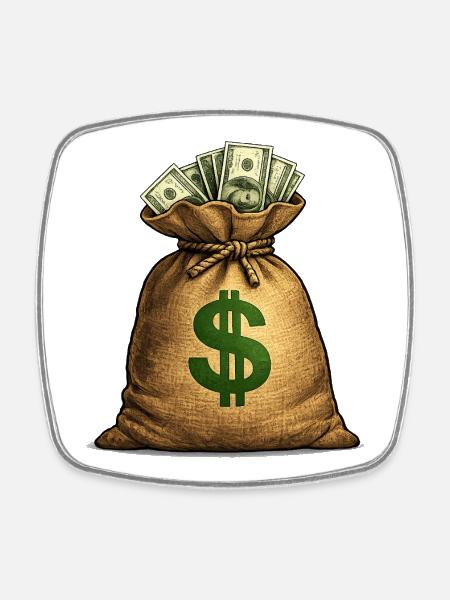 moneybags - Square fridge magnet - white