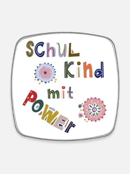 Schulkind mit Power - Viereckiger Kühlschrankmagnet - Weiß