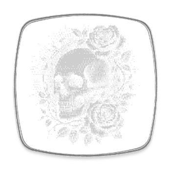 Crâne et roses - Magnet carré - blanc - Devant