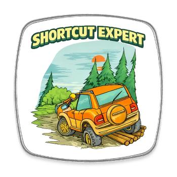 Shortcut-Experten für Retro-Offroad-Humor - Viereckiger Kühlschrankmagnet - Weiß - Vorne