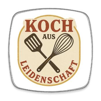 Koch aus Leidenschaft Vintage Patch - Viereckiger Kühlschrankmagnet - Weiß - Vorne