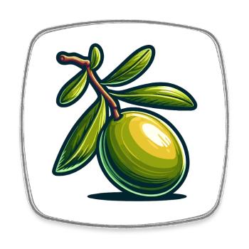 Olive cartoon botanique lumineuse - Magnet carré - blanc - Devant