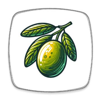 Olive dorée sur branche — motif fruitier - Magnet carré - blanc - Devant