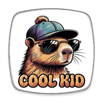 Loutre cool avec des lunettes de soleil - Magnet carré - blanc - Devant