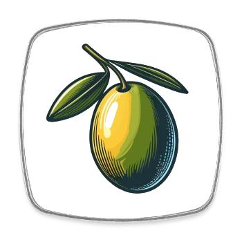 Olive stylisée vintage éclatante - Magnet carré - blanc - Devant