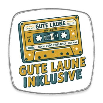Vintage Musikkassette – Gute Laune inklusive - Viereckiger Kühlschrankmagnet - Weiß - Vorne