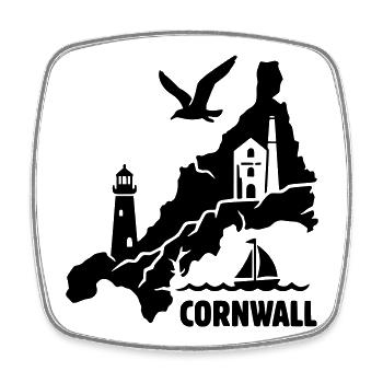 Cornwall Silhouette England - Viereckiger Kühlschrankmagnet - Weiß - Vorne