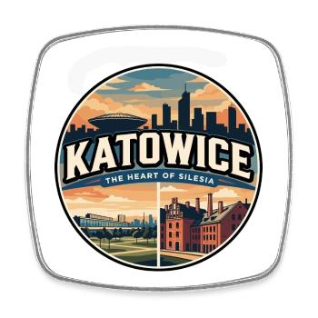 Retro Katowice Spodek Arena Badge - Square fridge magnet - white - Front