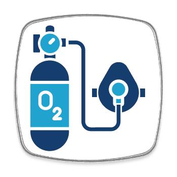 Icône de ligne de réservoir d’oxygène Thérapie médicale à oxygène Vecto - Magnet carré - blanc - Devant