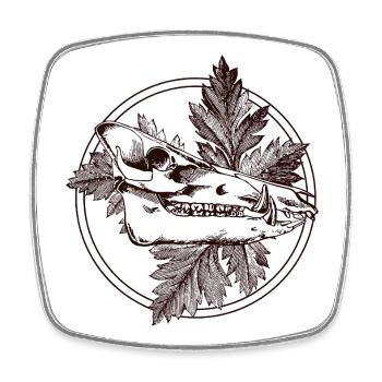 Crâne de sanglier - Magnet carré - blanc - Devant