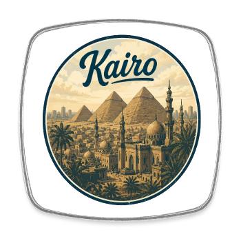 Kairo Retro Pyramiden Panorama - Viereckiger Kühlschrankmagnet - Weiß - Vorne