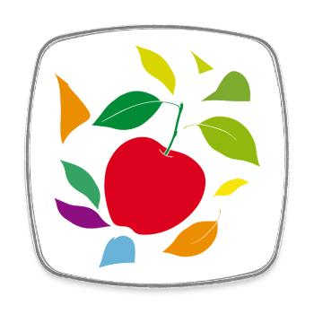 Minimalist apple with leaves - Square fridge magnet - white - Front