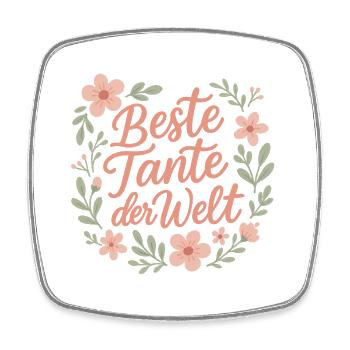 Beste Tante der Welt - Blütenrahmen - Viereckiger Kühlschrankmagnet - Weiß - Vorne