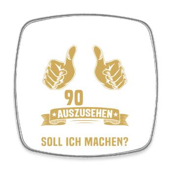 90. Geburtstag Mann Frau 90 Jahre  - Viereckiger Kühlschrankmagnet - Weiß - Vorne