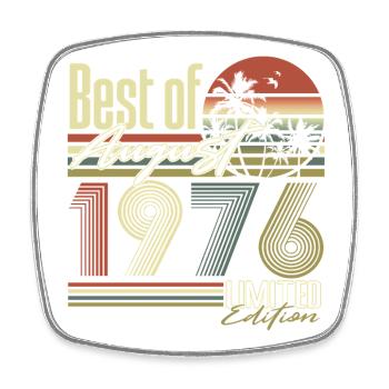 August 1976 Vintage Retro Birthday Gift Goon - Square fridge magnet - white - Front