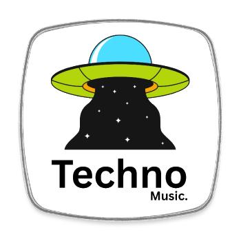 UFO Beam Over Night Sky - Square fridge magnet - white - Front