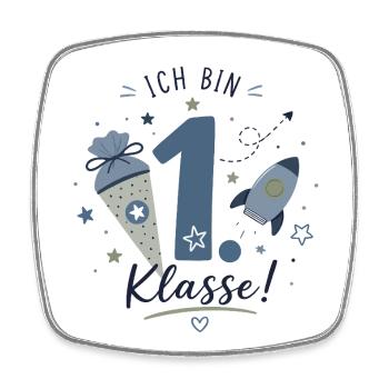 Ich bin 1. Klasse - Einschulung - Viereckiger Kühlschrankmagnet - Weiß - Vorne