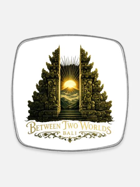 Entre Deux Mondes – Porte du Temple Mystique de Bali - Magnet carré - blanc