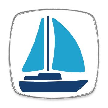 Voilier Icône solide Yacht Voyage maritime Vector Sym - Magnet carré - blanc - Devant