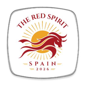 Esprit Rouge Espagne 2026 Cheval du Soleil - Magnet carré - blanc - Devant