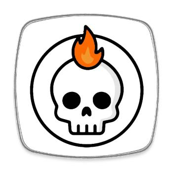 Graphique mignon de Crâne de Fatalité Feu - Magnet carré - blanc - Devant
